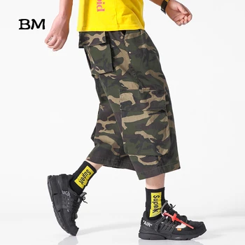 

Camouflage Overalls Men Fashion Loose Straight Summer Large Size Pants Summer Military Tactical Straight Cropped Trousers