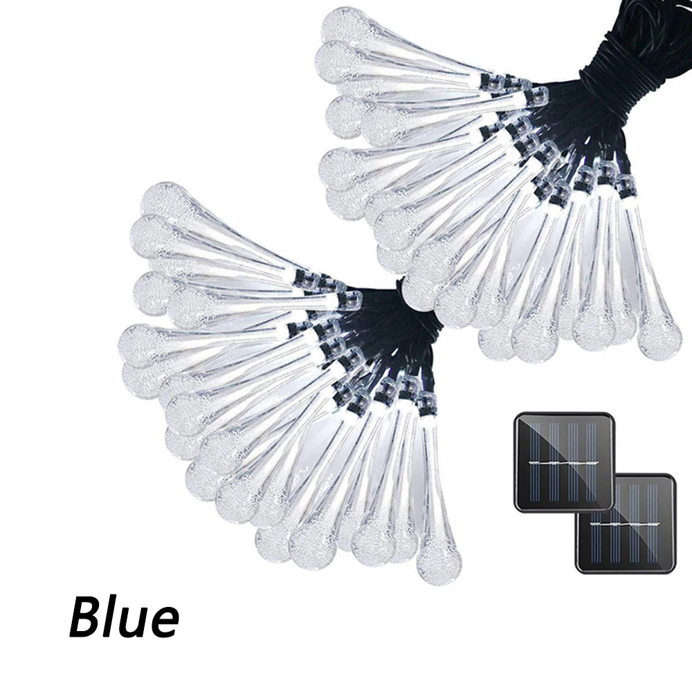 Solar Light String Copper Wire Fairy Water Drop Craft LED string lights Wedding Christmas New Year Holiday Decoration - Цвет: Blue