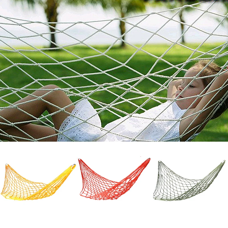 

5 Colors Hammock 9 Strands Mesh Nylon Rope Outdoor Camping Portable Simple Casual Hammock Swing For Indoor Sleeping Bed