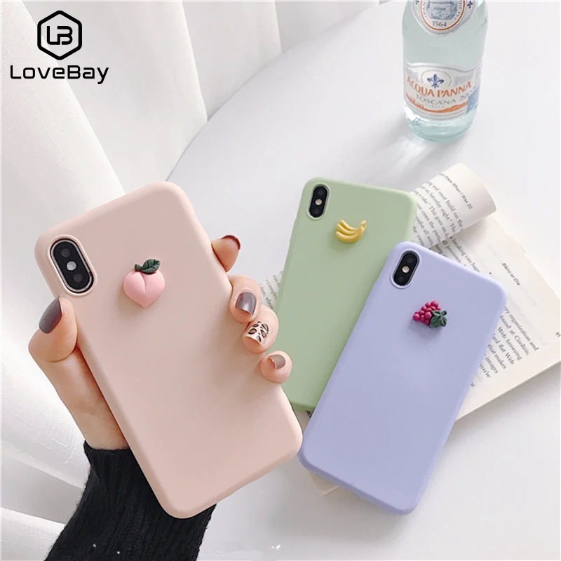 Lovebay 3D фрукт банан персик силиконовый чехол для iPhone X XR XS MAX 6S 7 8 Plus прекрасный