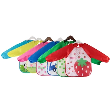 

6 Packs Waterproof Children's Art Smock Kids Painting Aprons Long Sleeve Smock for Baby Eged 1-4 Years Old