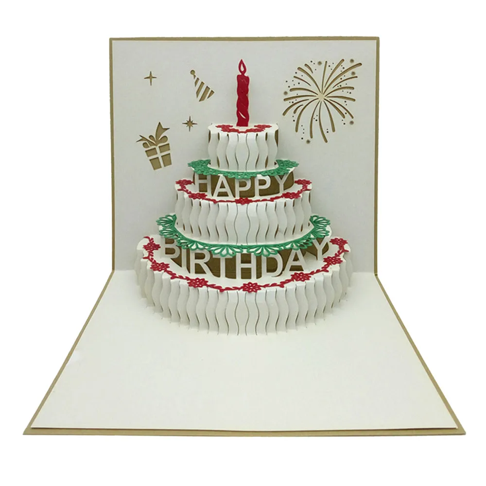 3Dポップアップカード誕生日カード子供のため妻夫バースデーケーキグリーティングカードポストカードギフトカード封筒ステッカーホット|カード  招待状|  - AliExpress
