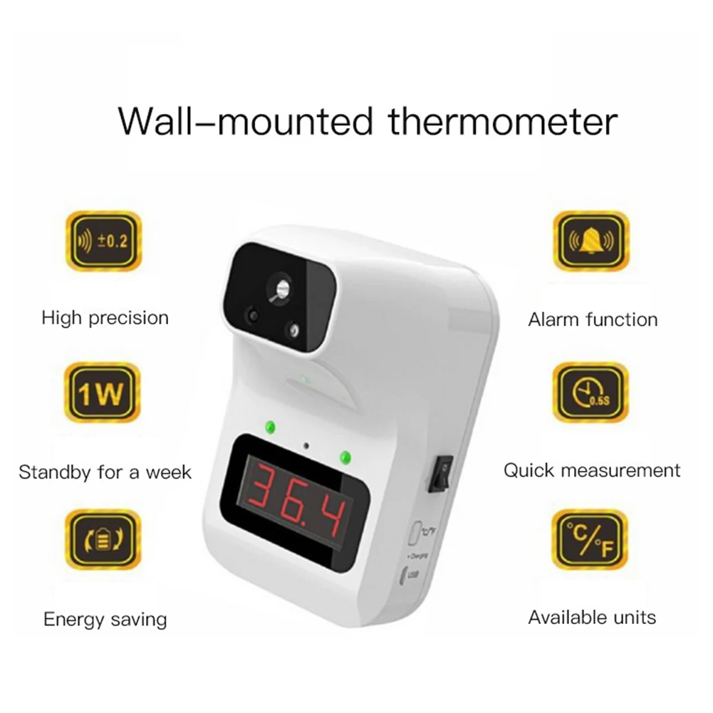 Wall Mountable Bluetooth Infrared Forehead Thermometer - Digital Non-Contact With °C/°F, Q5 Model