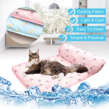 

Pink/Blue Cat Dog Cooling Mat Soft Summer Non-slip Pet Pad Bed Cool Bed Pad Puppy Kitten Pad 60x40cm