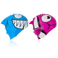 2Pcs Cartoon Swimming Cap Sharx Children Silicone Kids Swimming Pool Hat Waterproof Protect Ears Boys and Girls Swim Equipment