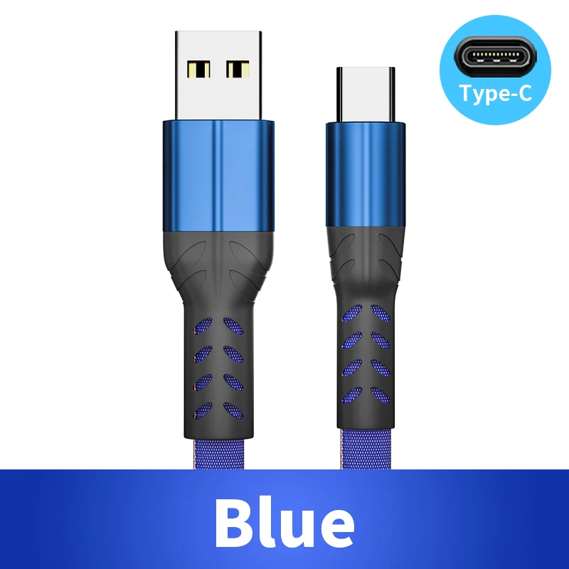 3а usb type-C кабель для быстрой зарядки для samsung S9 S8 Plus Note9 huawei Honor Синхронизация данных type-C кабель для зарядки телефона usb шнур - Цвет: Синий
