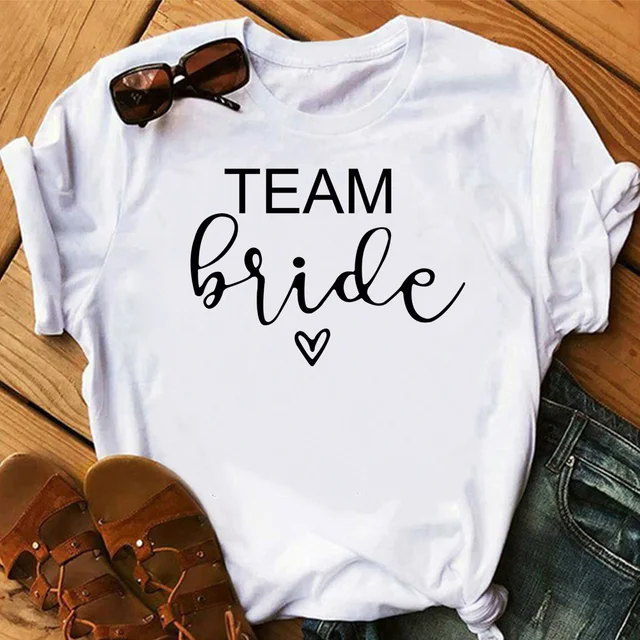 bachelorette team bride t shirt estonian wedding party ulzzang t-shirt cato women's tea bride short women tops drop ship White-3
