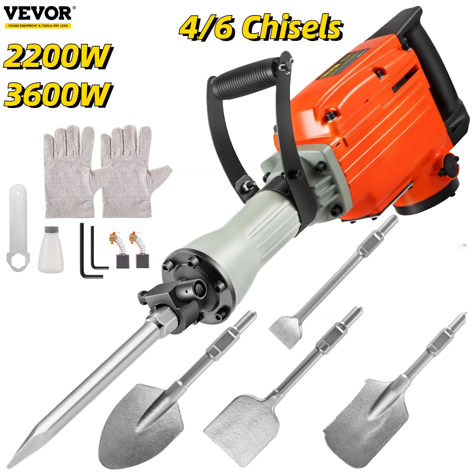 Vevor Demolition Jack Multifunctional Rotary Hammer Drill W/ 4/6