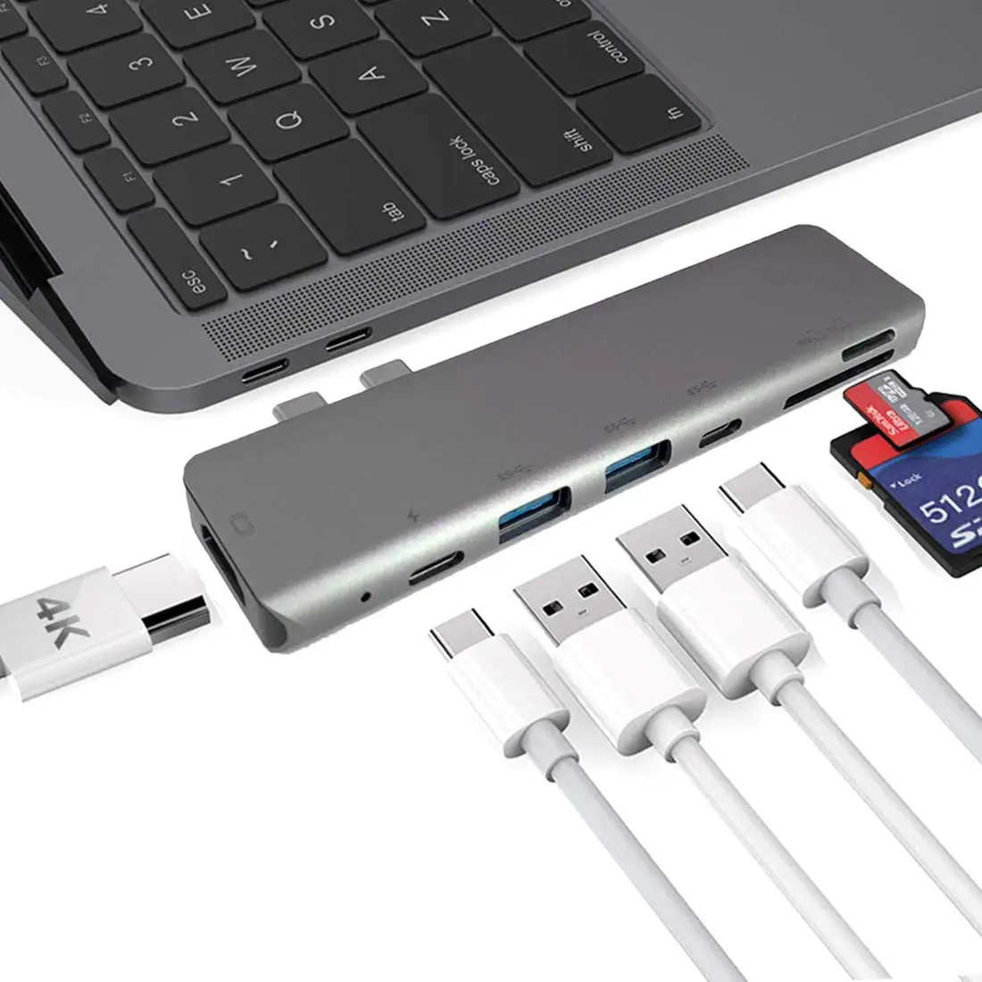 

USB C Hub Adapter 7 in 1 USB Type C to 4K Hdmi Usb 3.0 60Hz Multiport Convertor for MacBook MacBook Air