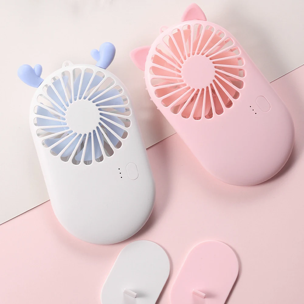 

1PCs Cute Portable Mini Fan Handheld USB Chargeable Desktop Fans 3 Mode Adjustable Summer Cooler For Outdoor Travel Office