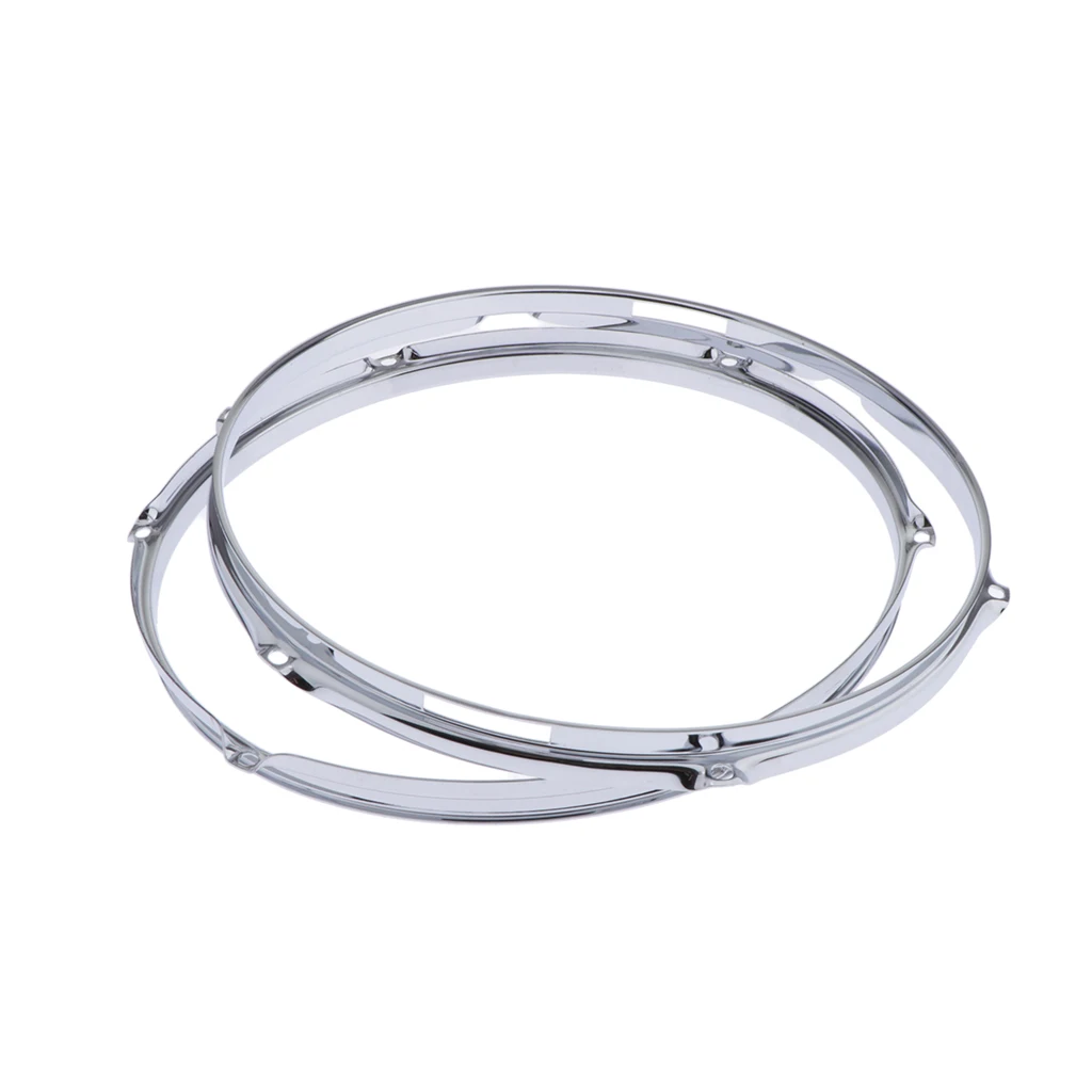 2 Pcs Premium Alloy Steel Snare Drum Hoop Rim 14 inch 6 Holes 1.5mm