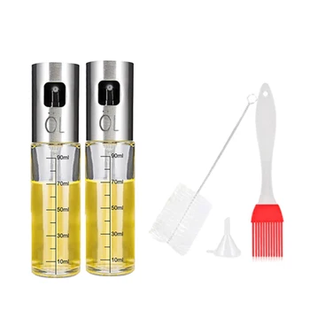 

Set of 2 Refillable Olive Oil Sprayer with Oil Bottle Brush,Clean Brush and Funnel for Cooking,Making Salad,BBQ