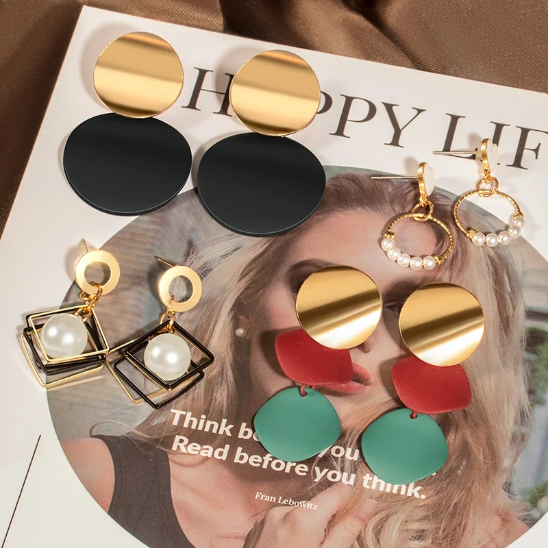 2020 New Fashion Drop Earrings For Women Golden Color Round Ball Geometric Party Wedding Gift Wholesale Ear Jewelry | Украшения и