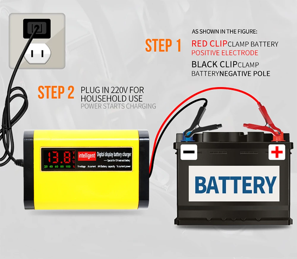 12V 2A Lead Acid Battery Charger Lcd Display AC 110V 220V Motorcycle Car Charge For 5AH 7AH 12AH 14AH 20AH charger adapter battery charger battery charger adapter