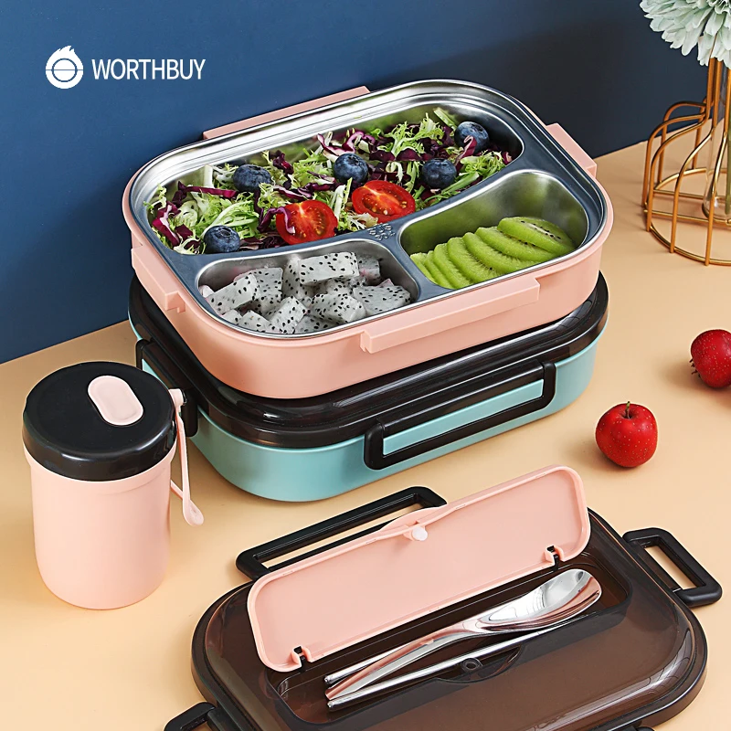 WORTHBUY Портативный Ланч бокс для детей школьный контейнер еды 304 Нержавеющая Сталь