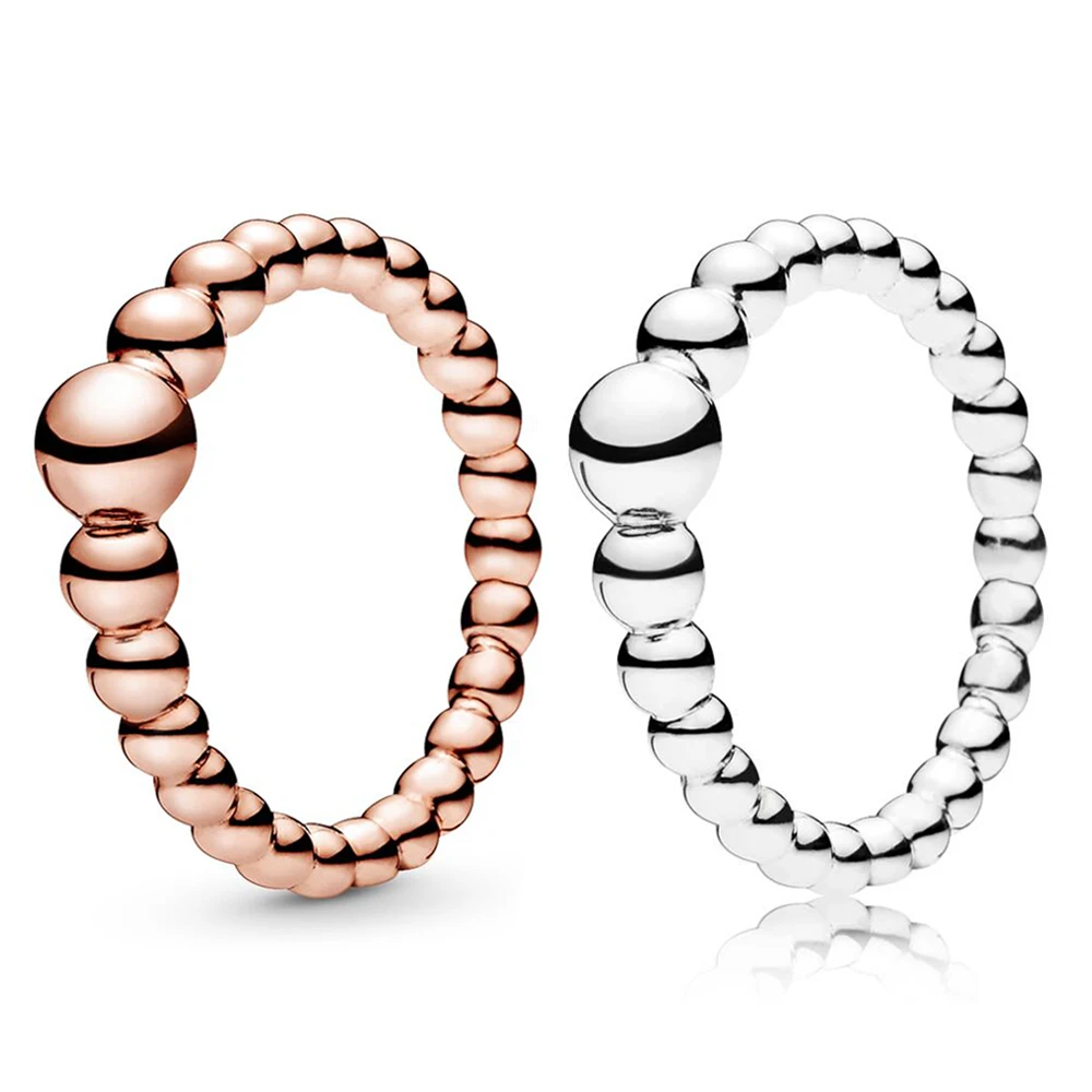 

Original 925 Sterling Silver Ring Rose Gold String Of Beads Rings For Women Wedding Party Gift Fashion Europe Jewelry