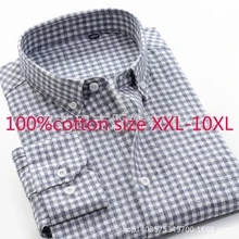 Новые высококачественные супер большие свободные мужские утолщенные осенние Рубашки из чистого хлопка фланелевые клетчатые Большие размеры XXL-9XL 10XL