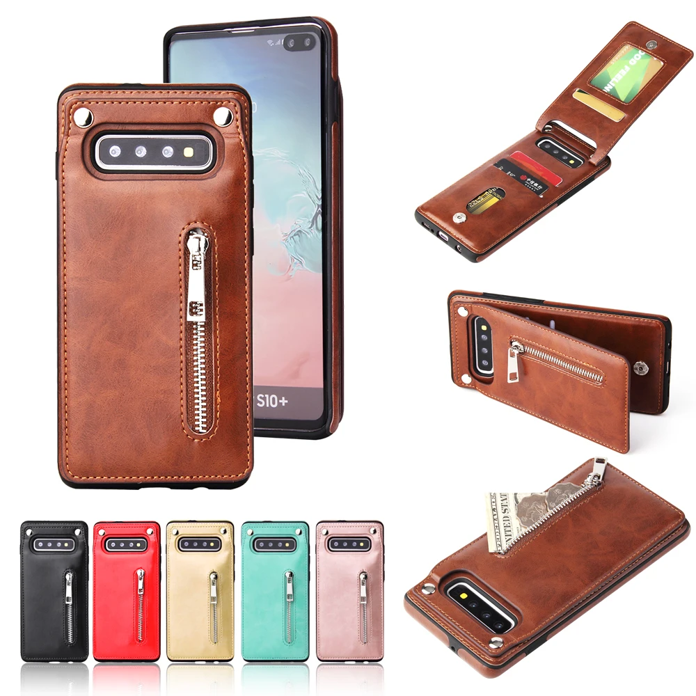 Business leather case with solid color zipper wallet and mobile phone For iPhone X XR Xs max back cover | Мобильные телефоны и