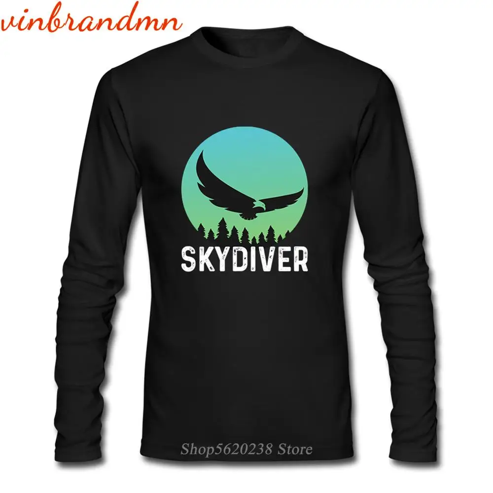 Skydive Ретро стиль экстремальные виды спорта мужские футболки с длинным рукавом