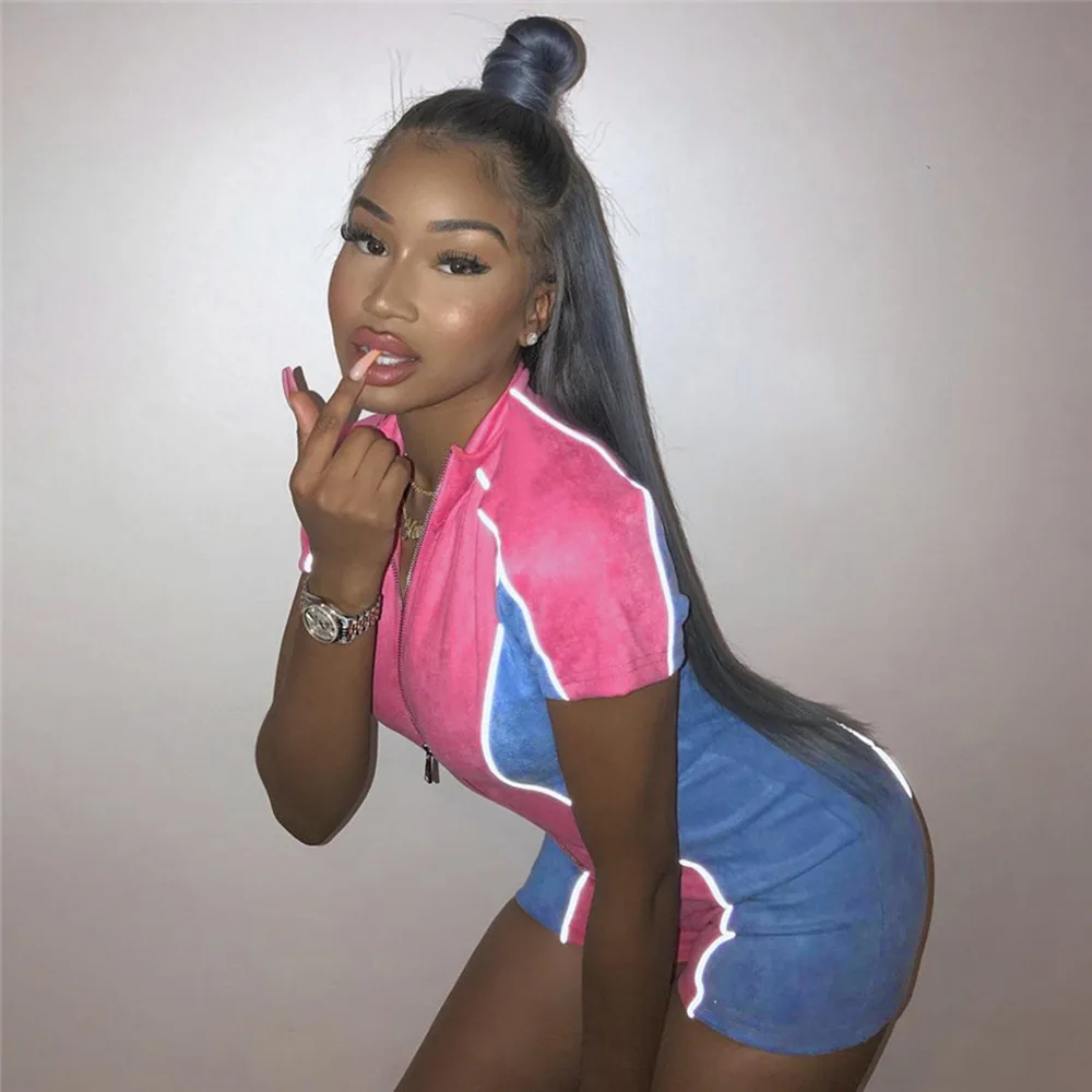 Autumn new women's wear reflective splicing impingement sports jumpsuit | Женская одежда