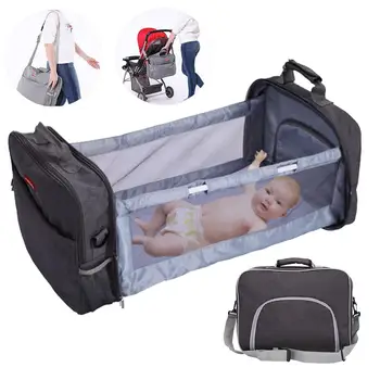 

Portable Nappy Bag Mummy Large Capacity Stroller Bag Mom Baby Multi-function Waterproof Outdoor Travel Diaper Bags Baby Bed
