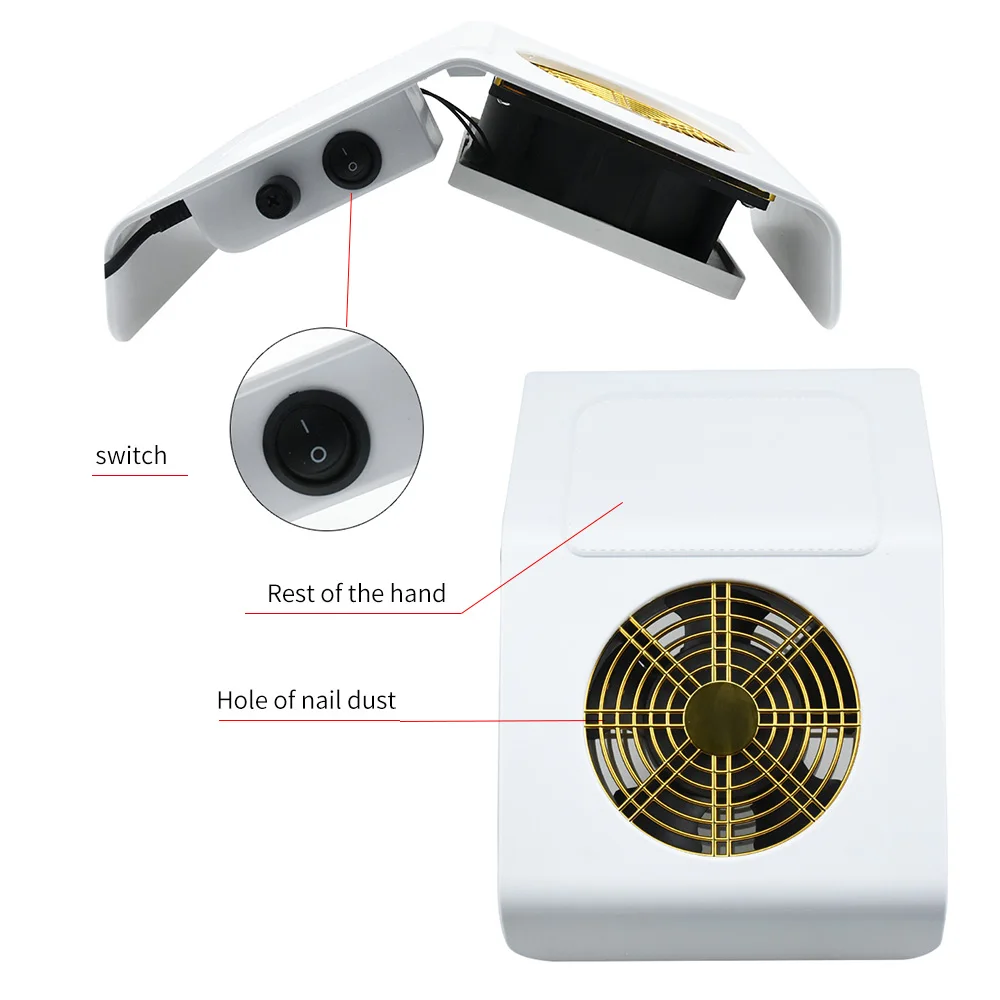 Billige Nagel Staub Absaugung Collector Vakuum CleanerNail Kunst Maniküre Salon Werkzeuge Nail art Ausrüstung mit Leistungsstarke Fan 2 Staub Sammeln B