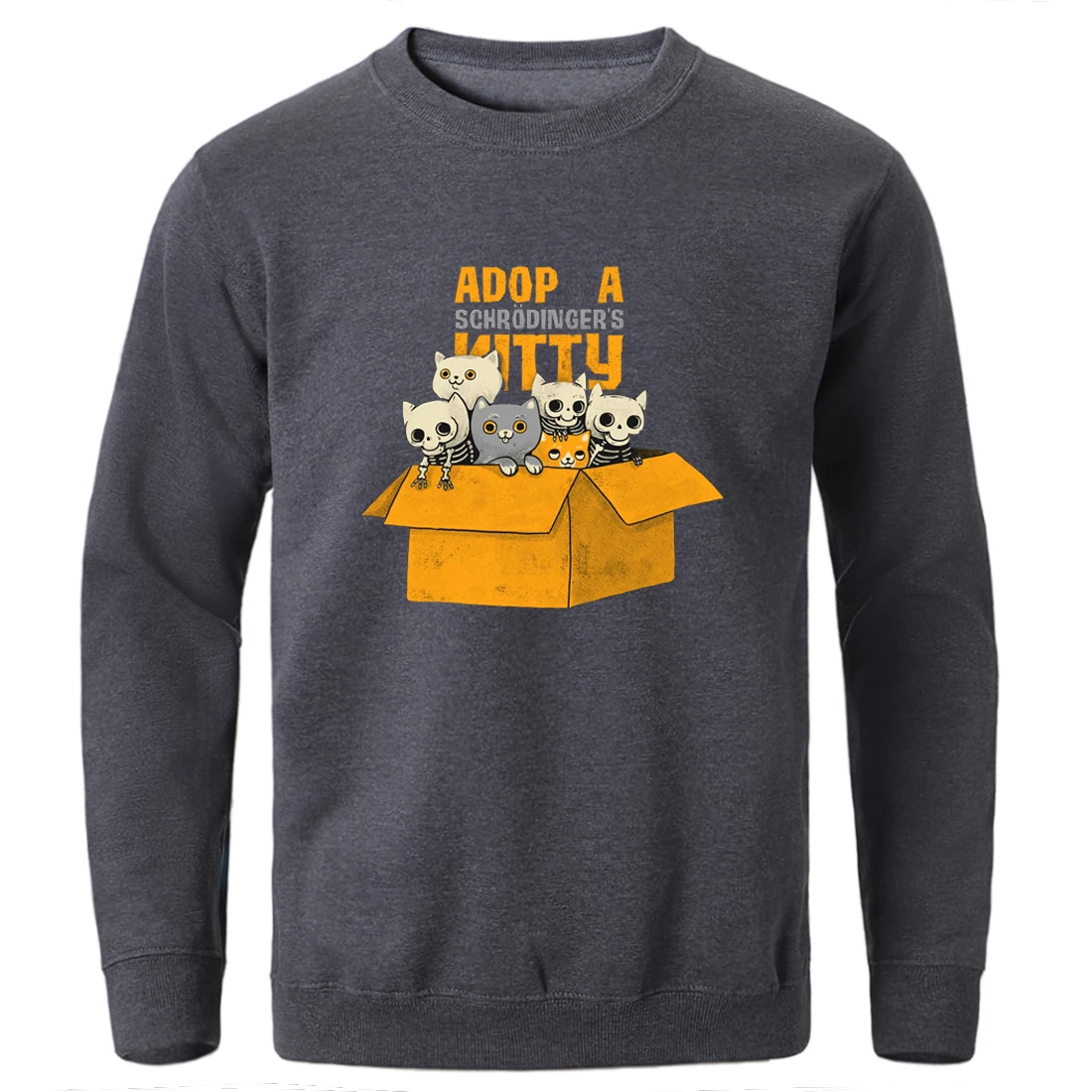 

Cute Box Cats Print Crewneck Sweatshirts for Man Fleece Warm Long Sleeve Winter Pullover 2020 Male Fashion Hooded Streetwear Top