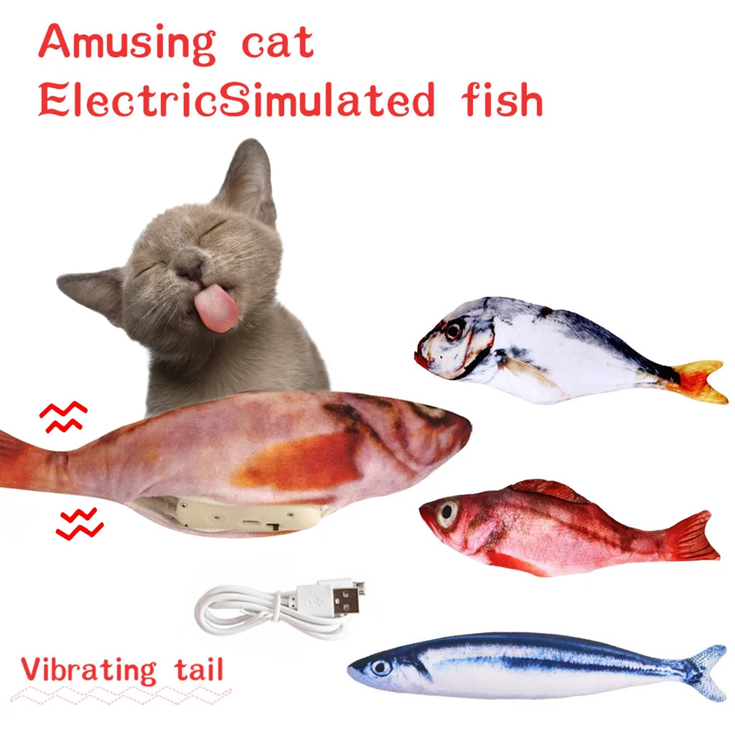 rabbit toys 30cm Electronic Pet Cat Simulation Fish Toy USB Battery Charging Cat Chewing Playing Toy Biting Supplies Dropshiping hamster toys