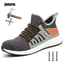 Новинка; Всесезонная однотонная обувь; Мужская износостойкая дышащая мягкая Нескользящая защитная обувь со стальным носком