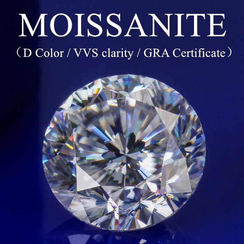 

Moissanite D color loose stone Hearts and Arrows round shape GRA Certificate high quality for jewelry making