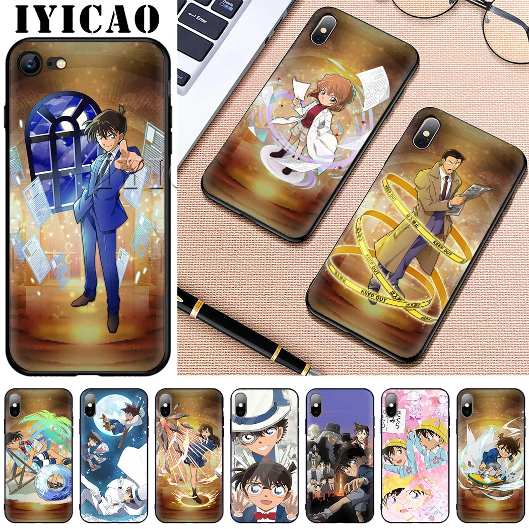 IYICAO аниме Detective Conan Мягкий силиконовый чехол для iPhone 5 6 S 7 8 Plus X XS XR Max | Мобильные