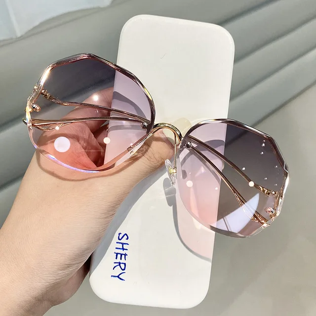 2022 Rimless Sunglasses Fashion Sunglasses Women Tide Vasos Decorativos Luxury Lunette De Soleil Femme Vintage Zonnebril Dames G06