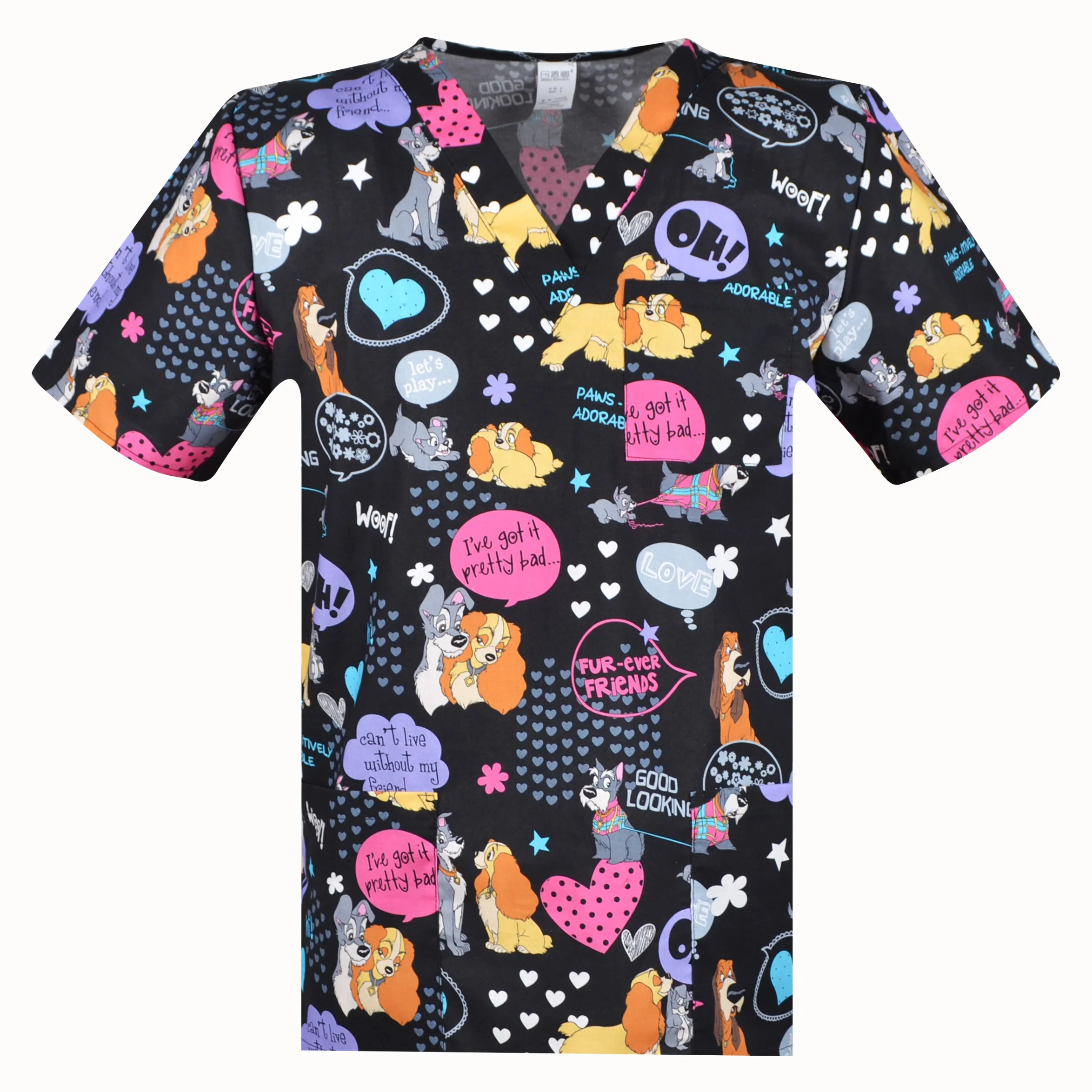 Vet uniforms print Unisex for men and women scrub UNIFORM top 100% cotton SCRUB size rang S-6XL |