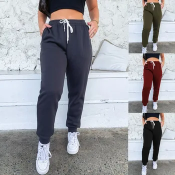 

New Women Casual Sexy High Waist Hip-hop Pants Drawstring Elastic Sweatpants Jeggings Women's Ladies Jogger Long Pants Trousers