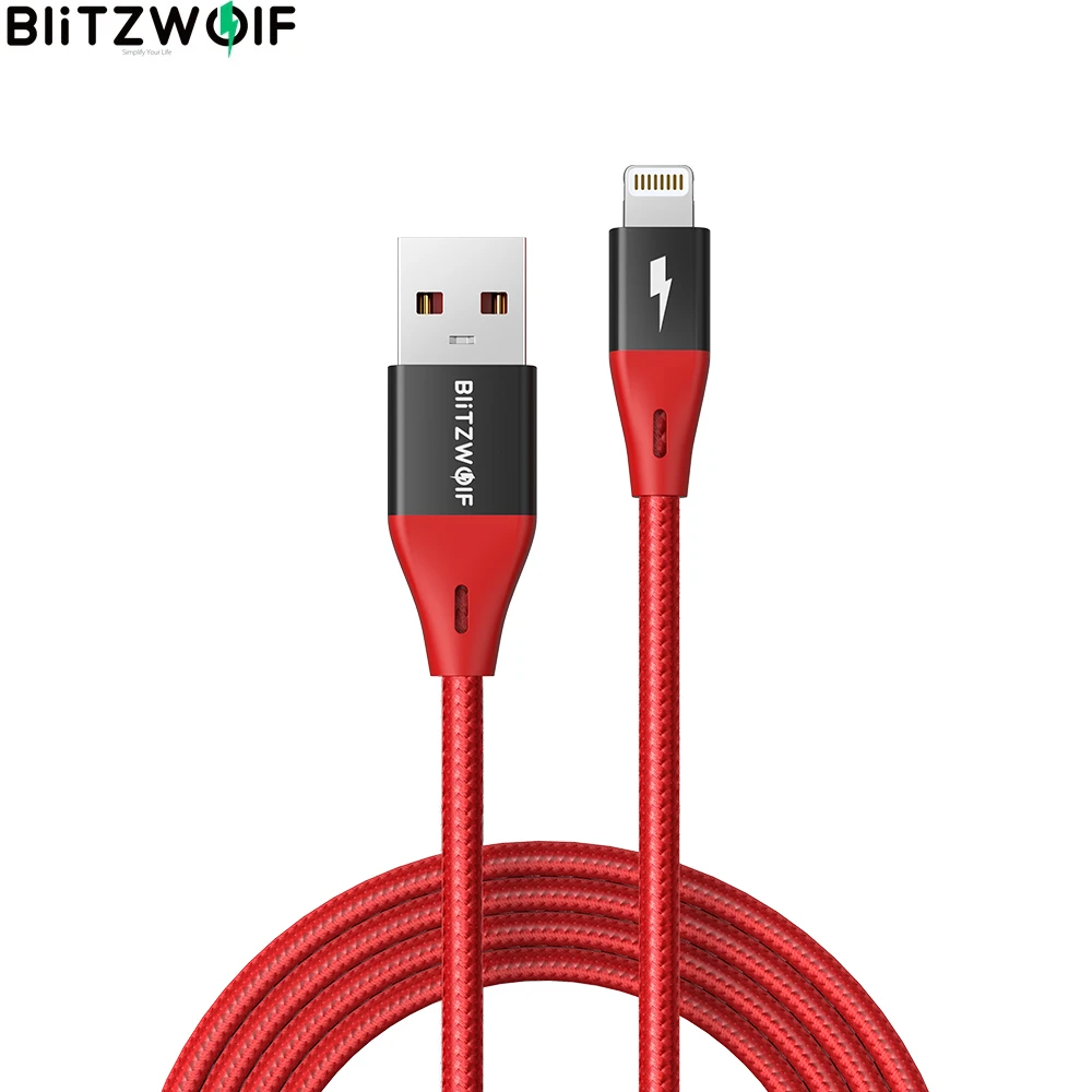 Blitzwolf Bwmf10 Pro 2.4a Lightning To Usb Cable With Mfi Certified 1.8m/6ft For Iphone Charger