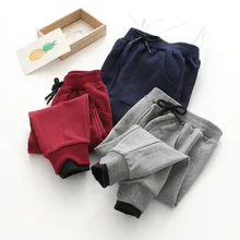 Большой аппликация карман сустава Повседневное 19 брюки осень Повседневные спортивные штаны детская одежда 62311