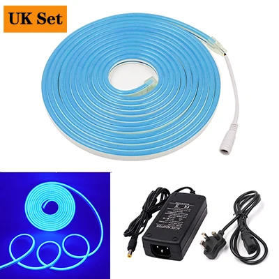 Светодиодная неоновая лампа DC12V 2835 SMD Светодиодная лента 120 светодиодный s/m наружный водонепроницаемый светодиодный ленточный светильник EU/UK/US/AU power Plug - Испускаемый цвет: UK Set