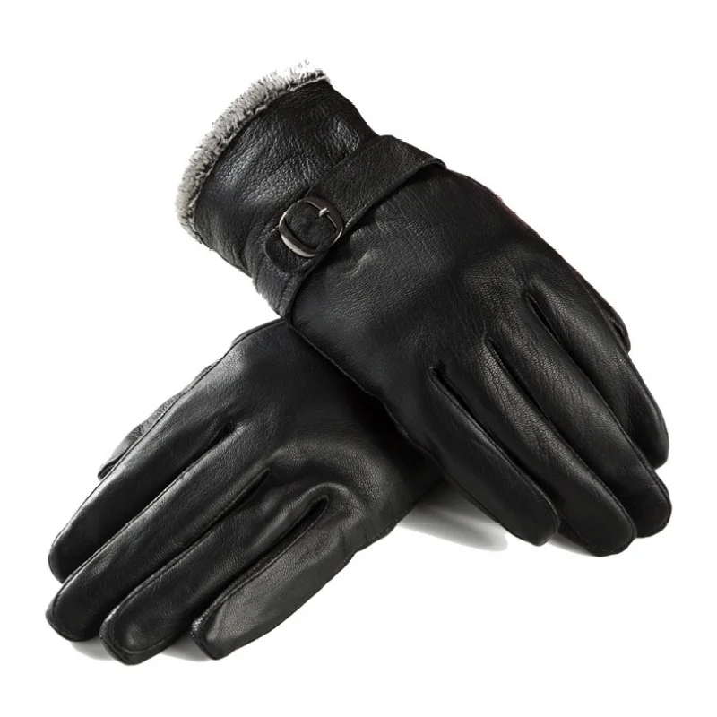 

Fashion Autumn Winter New Ladies Leather Gloves Top Layer Of Sheep And Fleece And Thick Two-Color Fur Gloves For Women