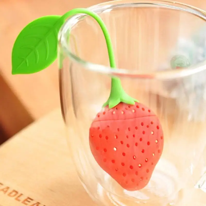 

Red Cute Silicone Tea Strainer Creative Strawberry Shape Tea Leaf Coffee Filter Infuser Food Grade Silicone Safe Durable