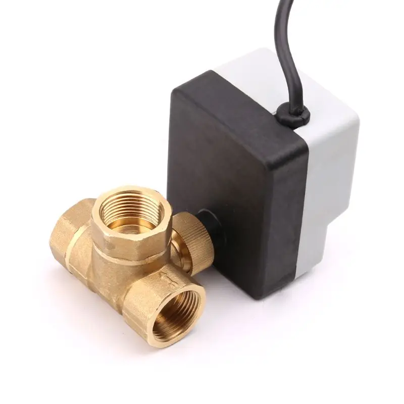 

AC220V 3-way Electric Motorized Ball Valve Three-wire Two Control For Air Conditioning