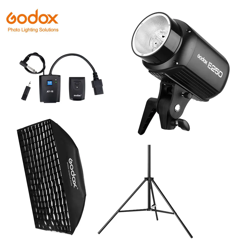Godox E250 250Ws Фотостудия вспышка стробоскоп свет+ 180 см световая подставка+ 50x70 см сотовая балка+ AT-16 ТРИГГЕРНАЯ вспышка - Цвет: Kit 6