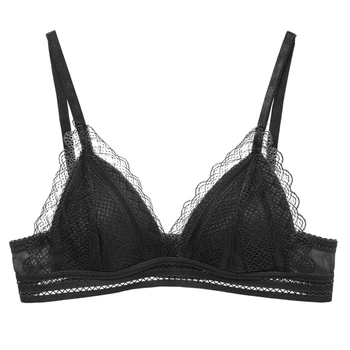 

Women's Underwire French Triangle Cup Bra Lace Ladies Sexy Mesh Gauze Without Steel Ring Thin Bra