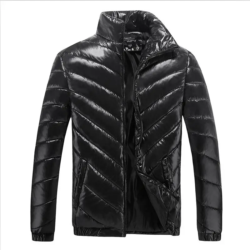 Зимняя куртка размера плюс 4XL, пальто для мужчин, новинка, зимние мужские пальто, куртки, короткая тонкая уплотненная Теплая стеганая верхняя мужская куртка - Цвет: Черный