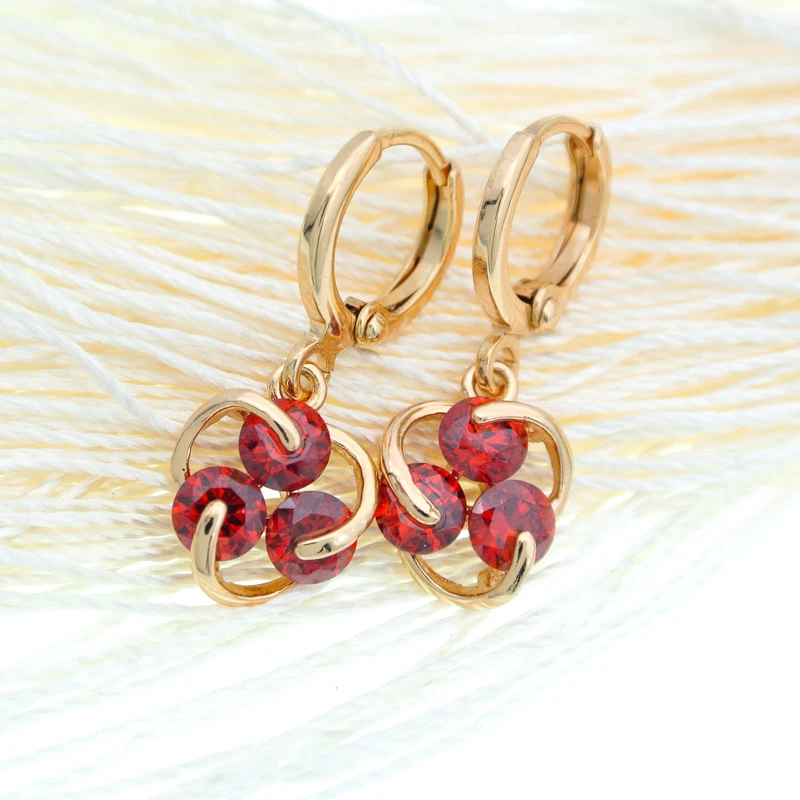 Pendientes de cristal rojo de la suerte para Mujer, aretes bisutería para Mujer, Accesorios para Mujer, Kolczyki Gold E2636|Pendientes con forma de gota| - AliExpress