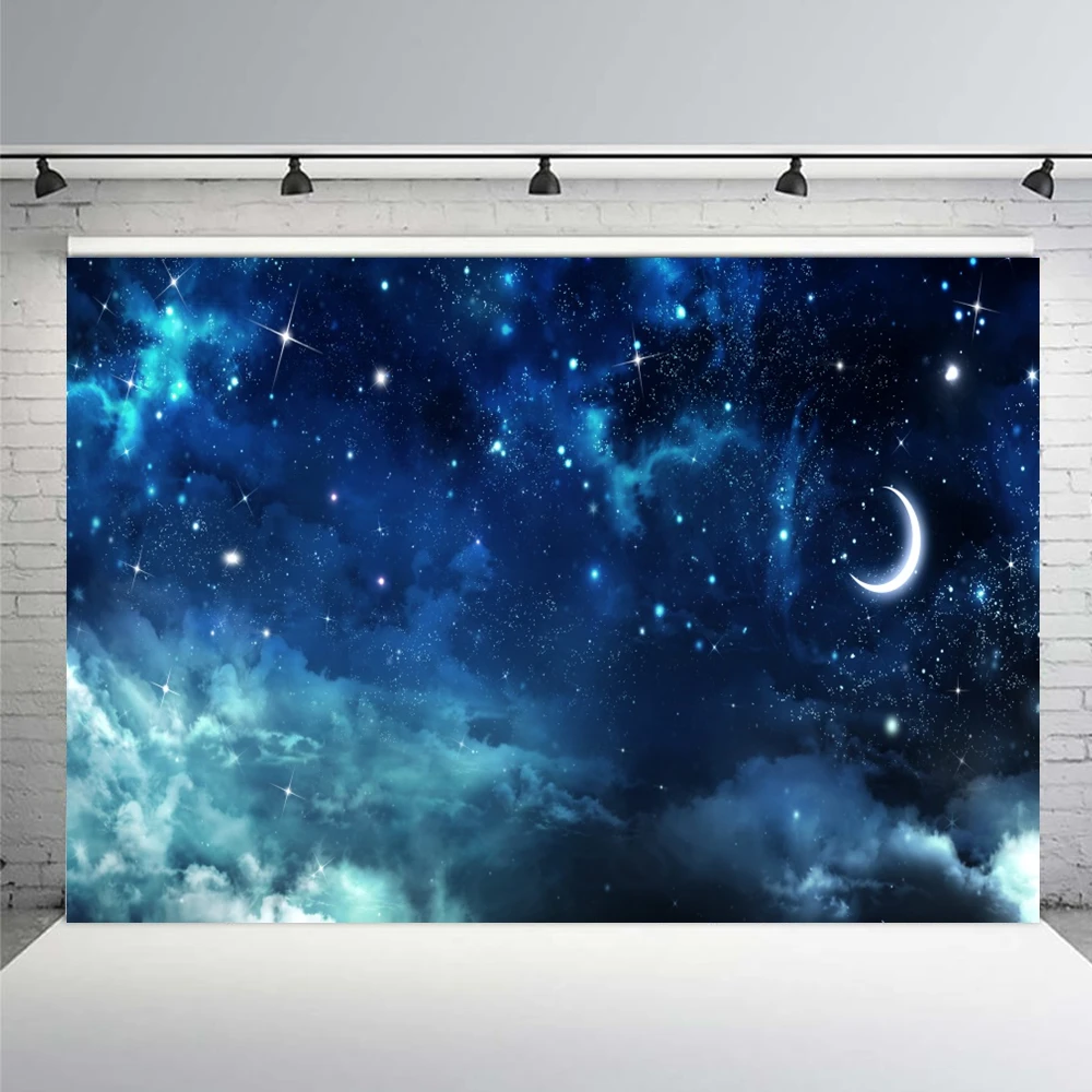 

Starry Sky Night Stars Moon Photography Backdrops Newborn Baby Shower Birthday Party Photocall Background Decor Photoshoot Prop