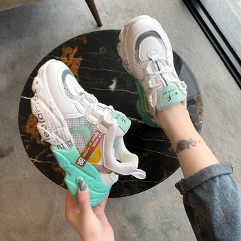 

Women Summer Chunky Sandals Platform Designers Orange Mesh Brand Fashion Woman Wedge Sandal Lace Up Beach Casual Shoes 2020