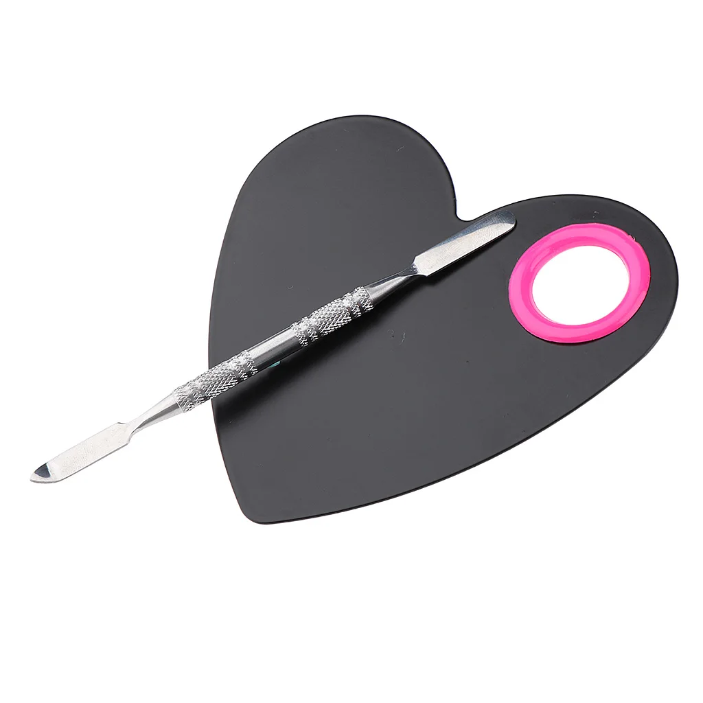 Heart Shaped Plate Makeup Cosmetic Palette Spatula Blending Mixing Trays Foundation Eyeshadow Mixing Palette with Spatula Rod 