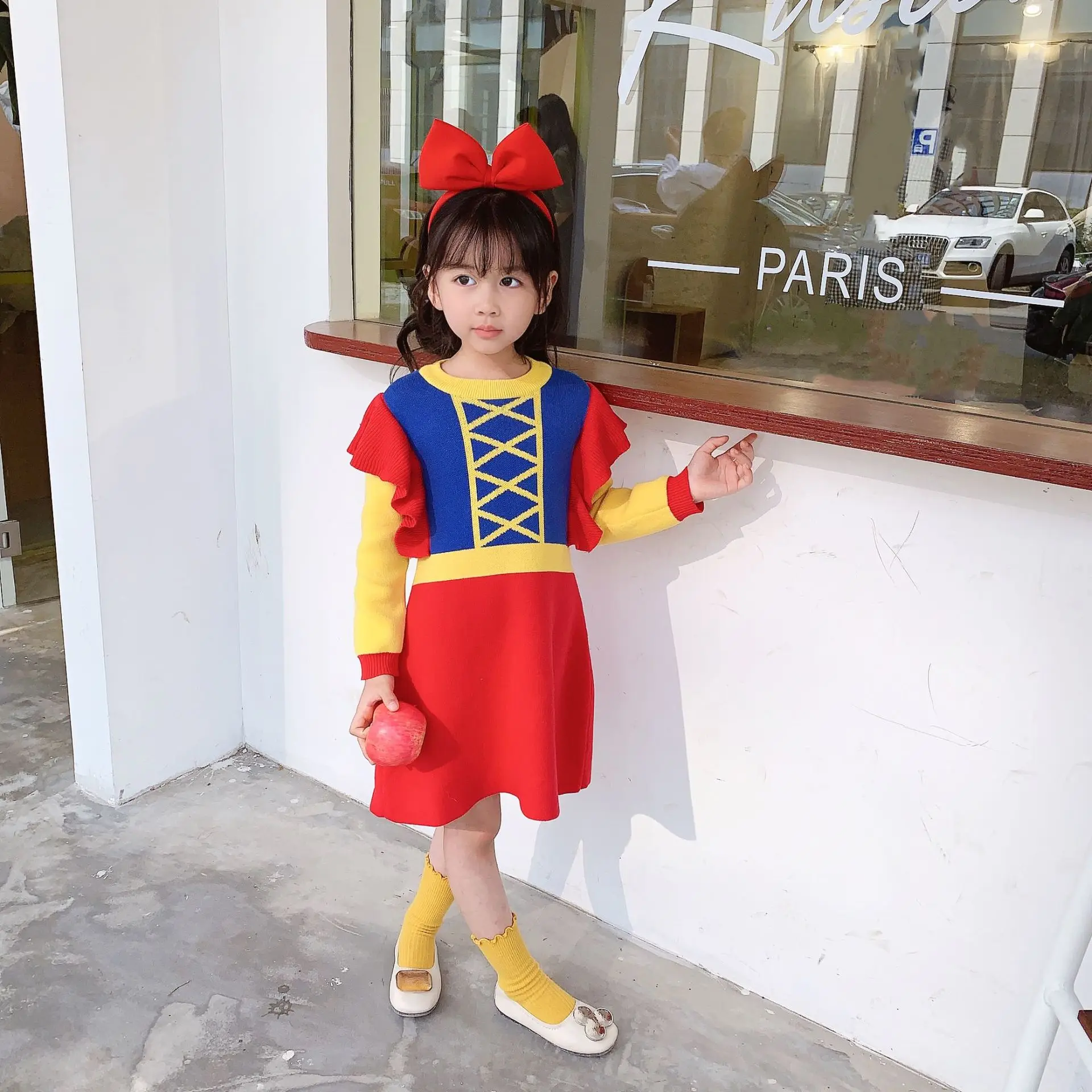 

Girls dress knitted princess thicken warm cotton baby baby sweater dress