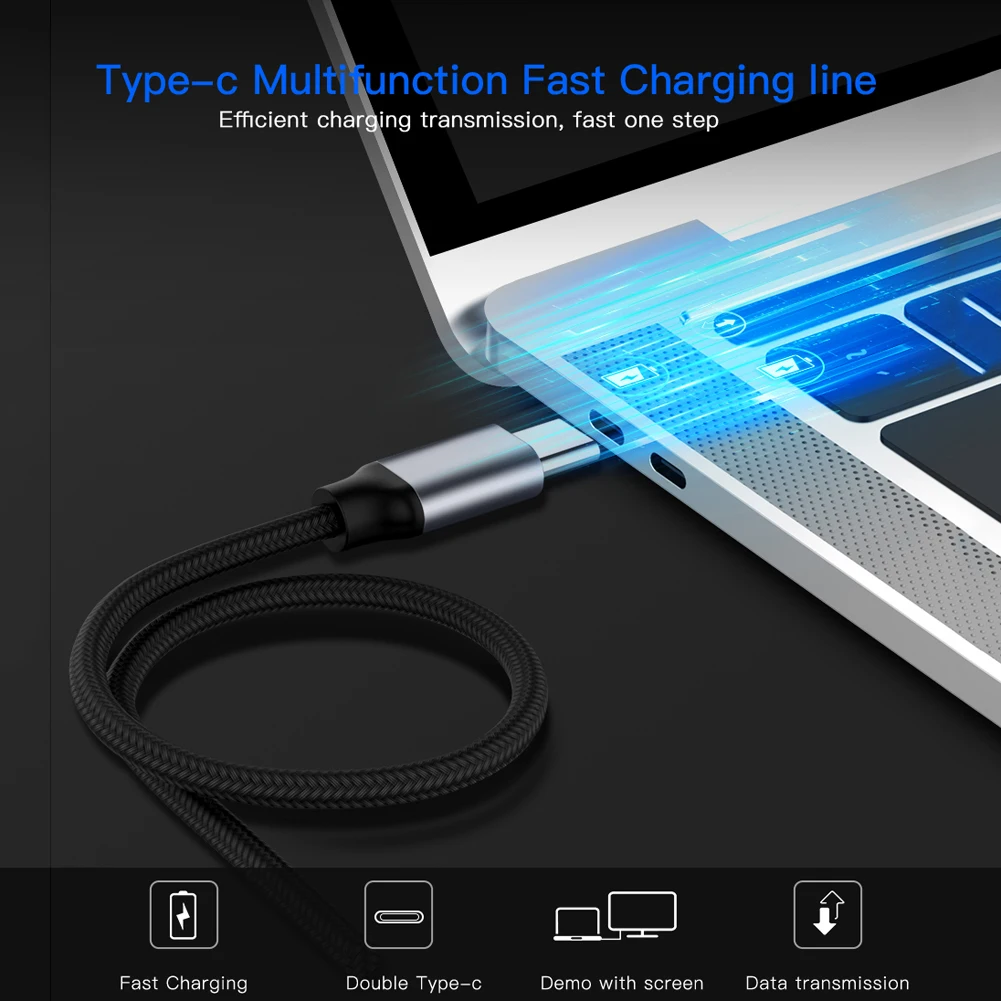 Кабель KSYUCNE 60 Вт типа C к usb type C для samsung S10 Redmi Note 8 Pro Quick Charge 4,0 type C светодиодный PD провод для быстрого заряда
