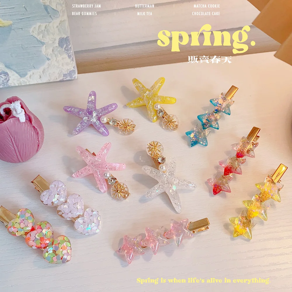 Модные Акриловые Морская звезда заколки-пряжки для волос женщин обувь девочек